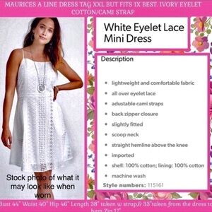 MAURICES EYELET DRESS TAG XXL BUT FITS CLOSER 1X IVORY COTTON/CAMI STRAP